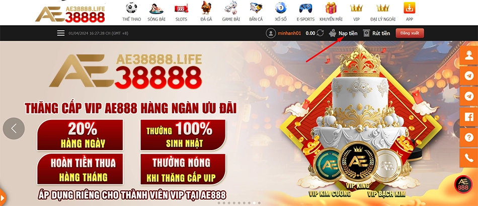 cách Hướng dẫn chi tiết nạp tiền AE38888 cực đơn giản