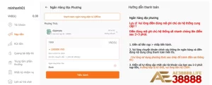 cần Một số lưu ý khi nạp tiền AE38888