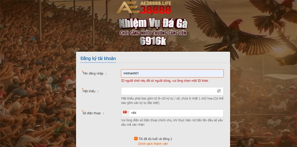 cách Hướng dẫn đăng ký tham gia chơi Live Casino AE38888