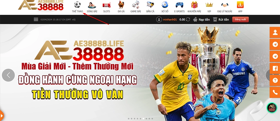 cách Hướng dẫn tham gia cá cược thể thao trên AE38888